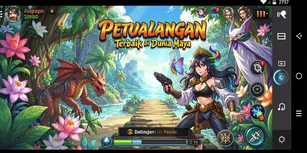 Screenshot gameplay 2757 menunjukkan petualangan yang seru dan aksi karakter anime.