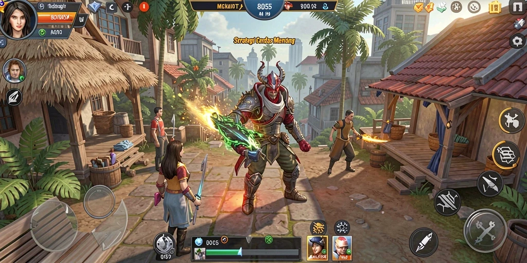 Screenshot gameplay 8055 yang menunjukkan aksi strategi mendebarkan.