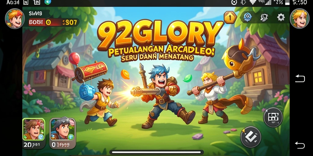 Tampilan dinamis gameplay <strong>92GLORY</strong> dengan aksi Arcade yang mendebarkan.