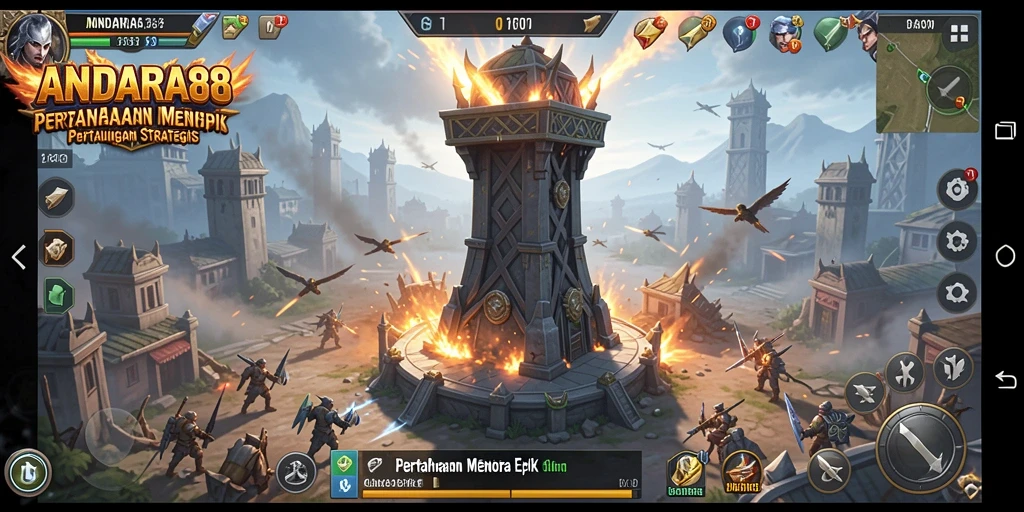 Tampilan gameplay menara pertahanan yang mendebarkan di ANDARA88.