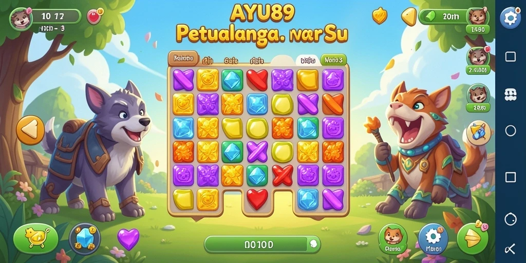 Tampilan gameplay AYU89 yang menampilkan keseruan mencocokkan permata.