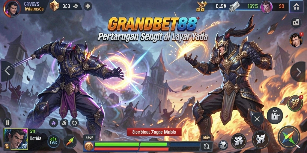 Tampilan gameplay GRANDBET88 menampilkan pertarungan dinamis dan karakter beraksi.