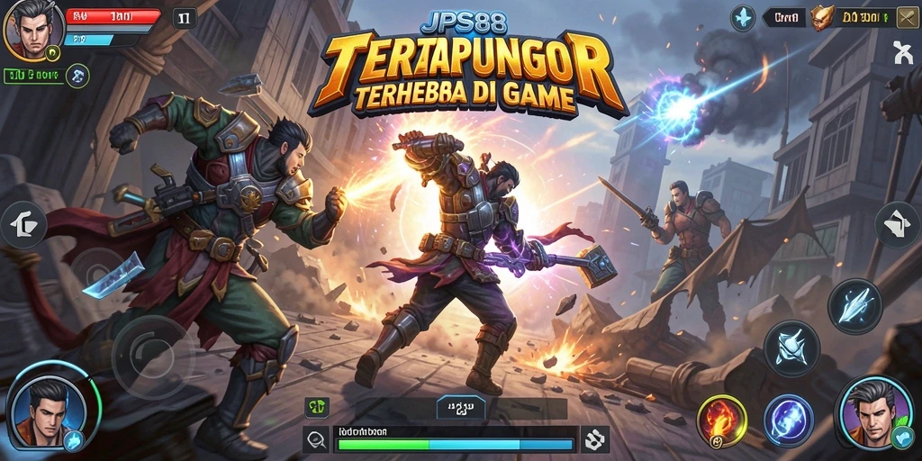 Tangkapan layar utama JPS88 menunjukkan pertarungan seru antar karakter.
