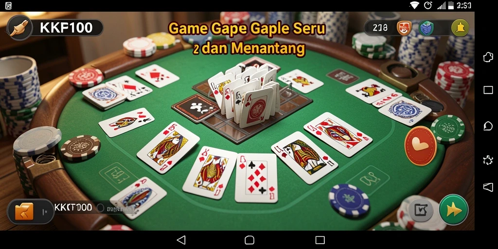 Screenshot utama KPK100 menampilkan gameplay Gaple yang seru.