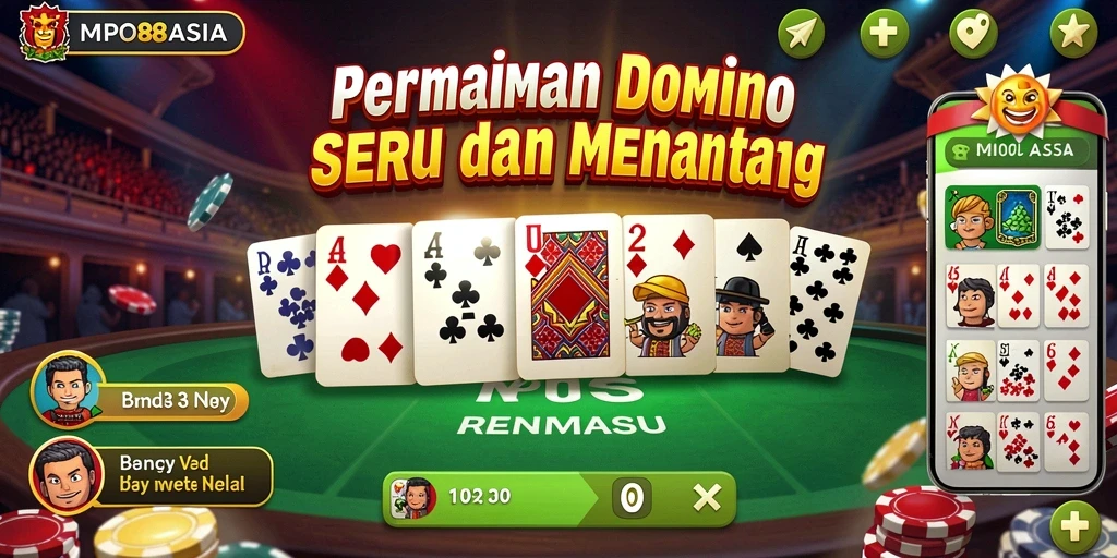 Tampilan gameplay seru dari MPO88ASIA saat bermain Domino dengan teman.