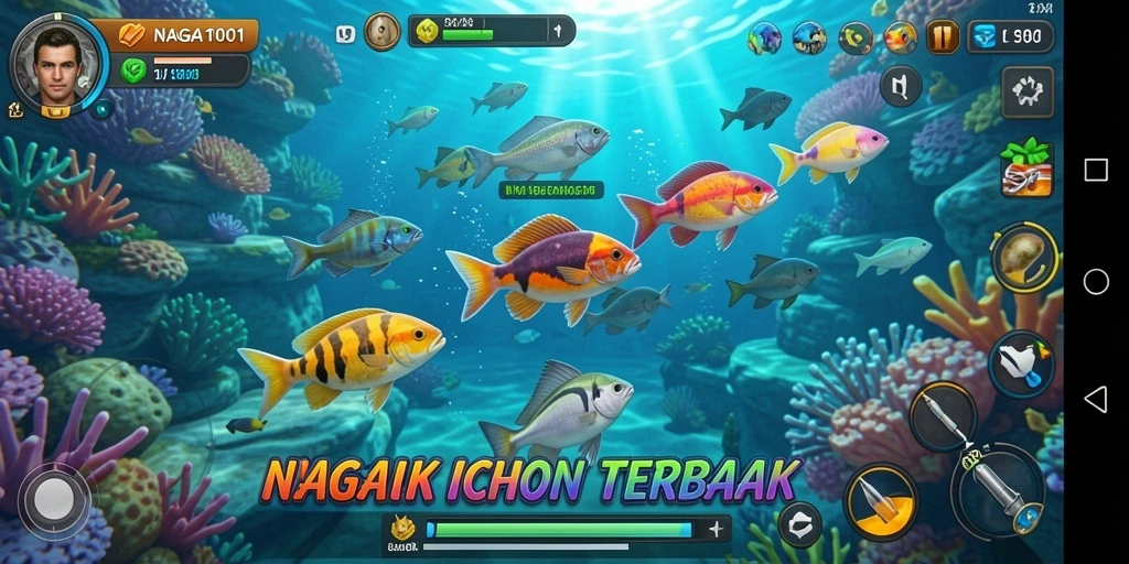 Tangkapan layar menampilkan aksi seru dalam NAGA1001 saat menembak ikan.