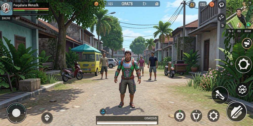 Screenshot utama ORA78 menampilkan gameplay menarik dalam simulasi kehidupan.