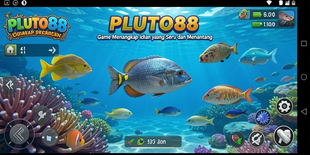 Tampilan gameplay PLUTO88 yang menunjukkan keseruan menangkap ikan.