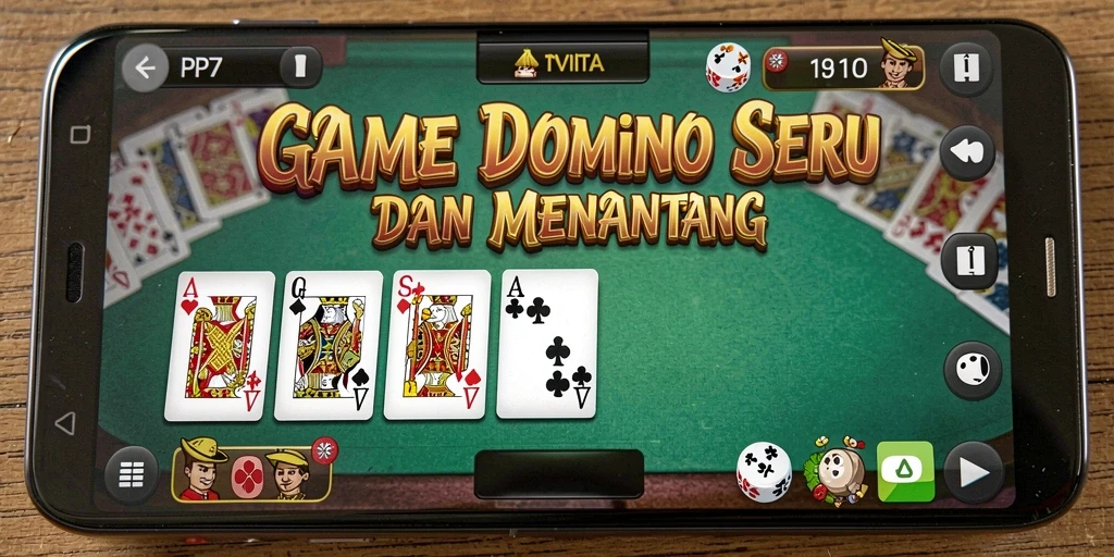 Screenshot gameplay PP7 menampilkan serunya bermain Domino secara online.