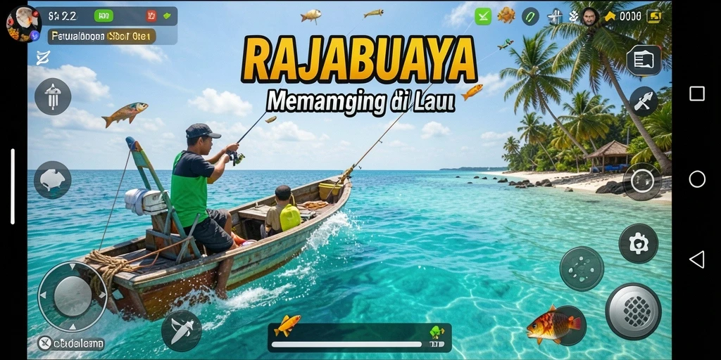 Gameplay seru di RAJABUAYA dengan pemandangan laut yang indah.