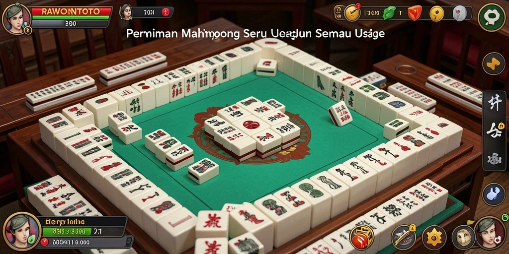 Screenshot gameplay RAWONTOTO dengan ubin Mahjong yang berwarna-warni.