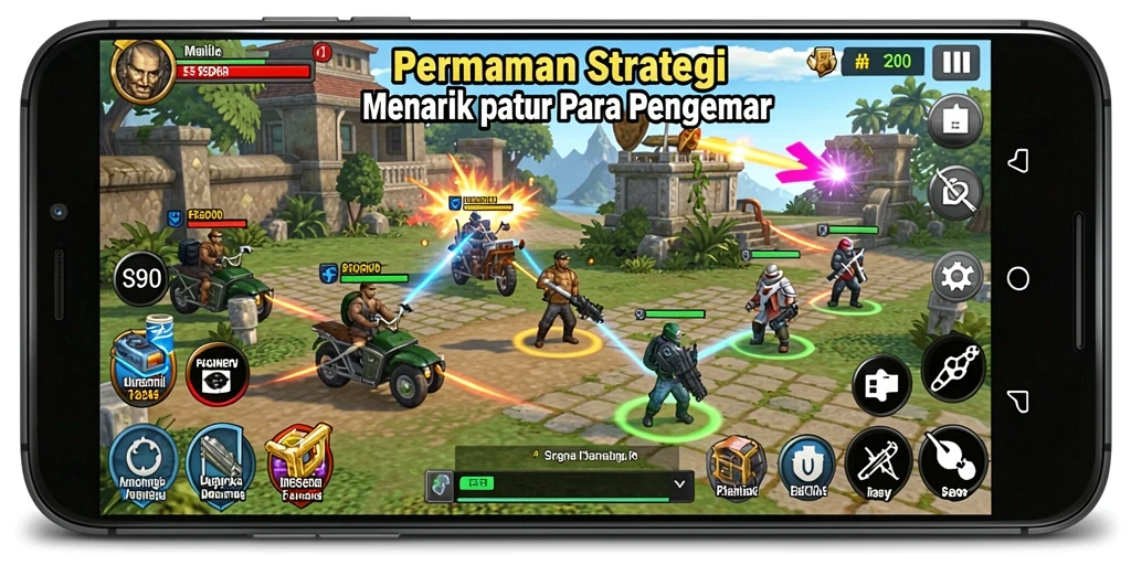 Tangkapan layar utama S80 menampilkan action gameplay strategi yang mendebarkan.