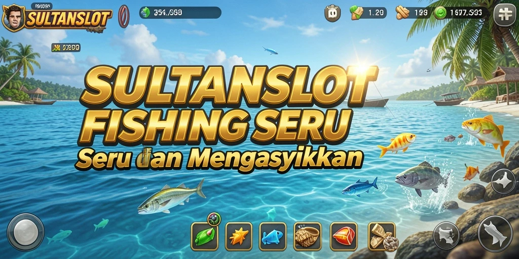 Tampilan gameplay SULTANSLOT yang seru dan penuh warna saat memancing.