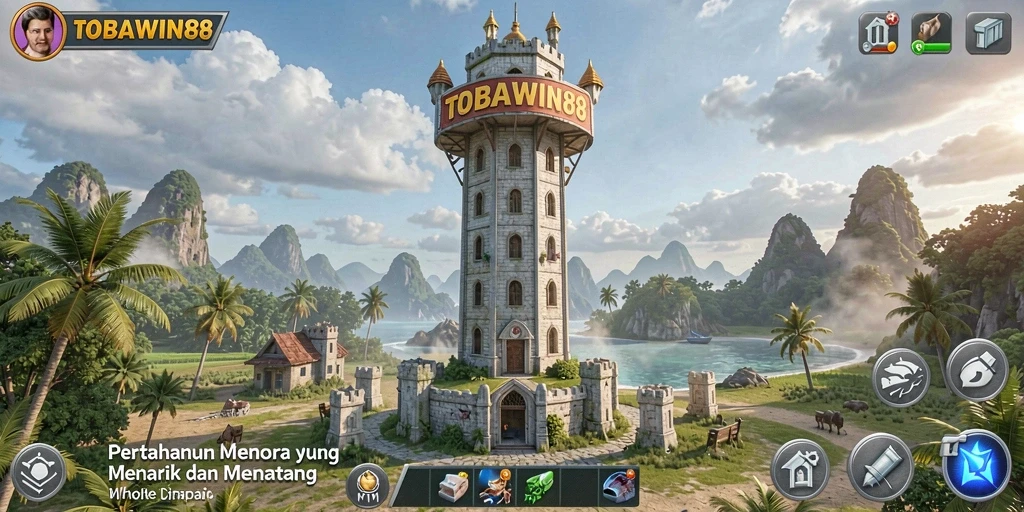 Tampilan gameplay TOBAWIN88 yang mendebarkan dalam pertandingan Tower Defense.
