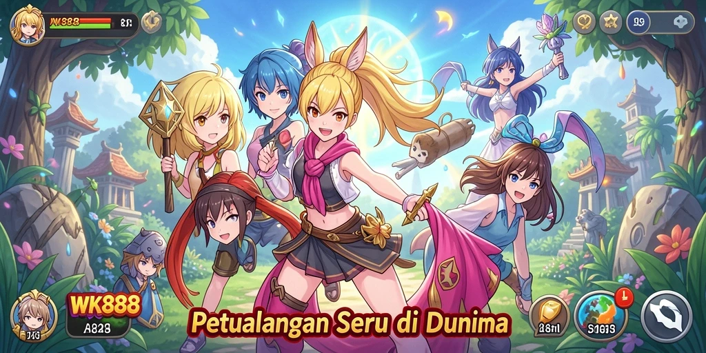 Screenshot menunjukkan aksi seru dalam game Anime WK888.